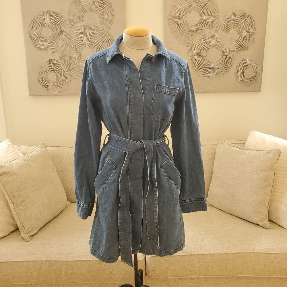 Banana Republic Denim Waist Tie Button Up Dress sz Med